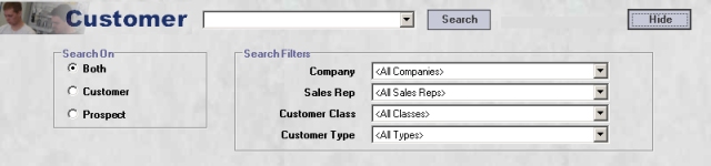 Options area on the Customer Profile screen