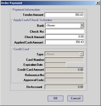 Order Payment dialog box