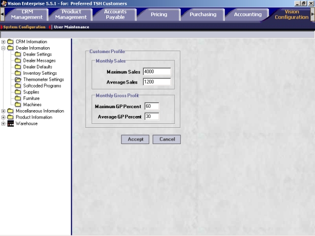 Thermometer Settings screen