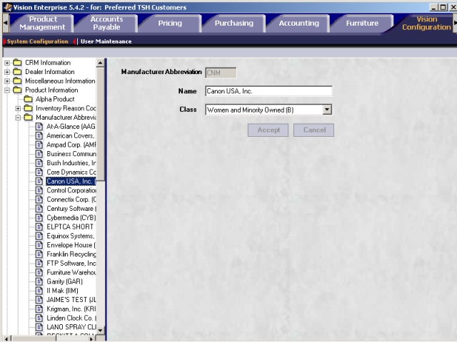 Manufacturer Abbreviation screen