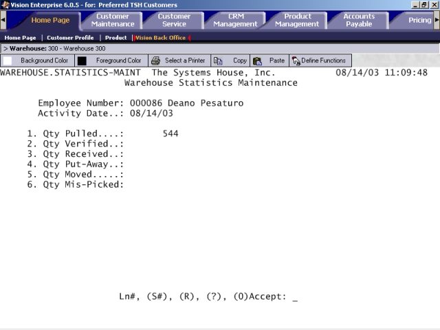 Warehouse Statistics Maintenance