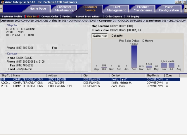 Ship Tos screen